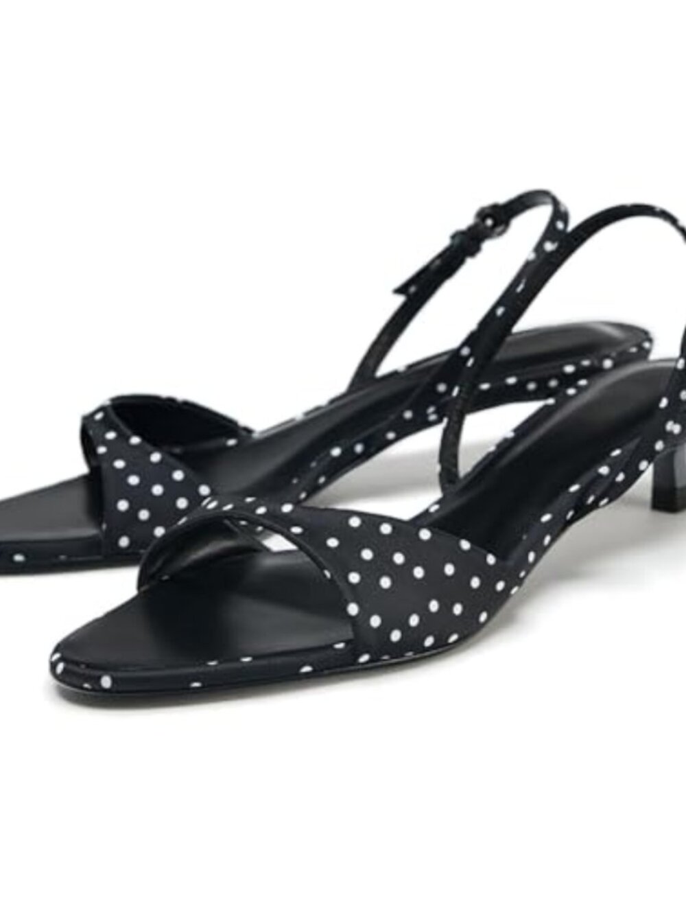 Women's Kitten Heel Slingback Sandals Polka Dot Open Toe Ankle Strap Dress Shoes